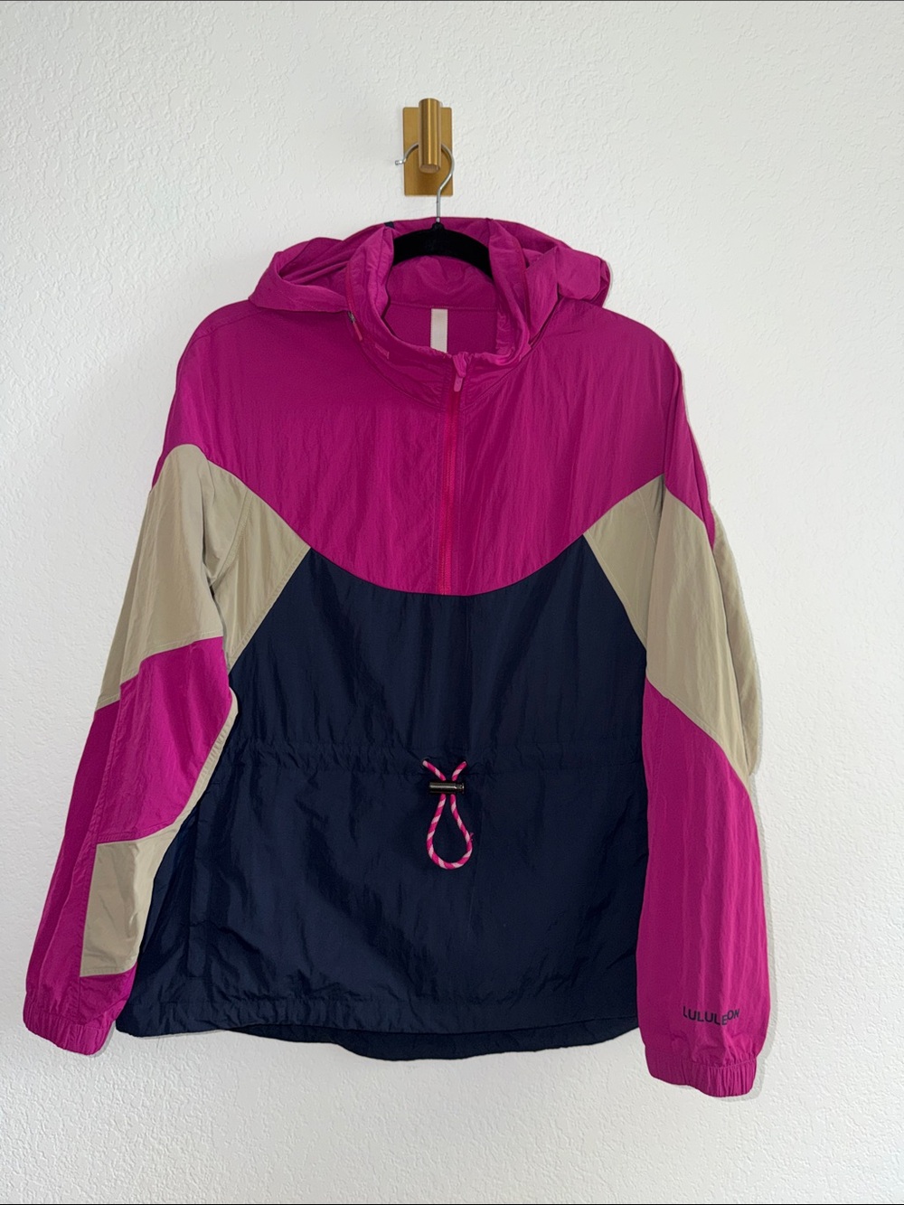 lululemon athletica Pink, Navy & Beige Windbreaker Hoodie